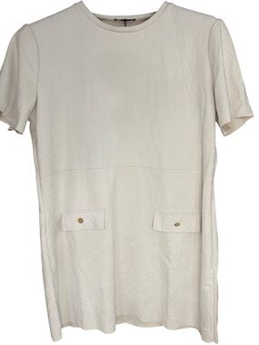 Zara Faux Suede Shift Dress Beige